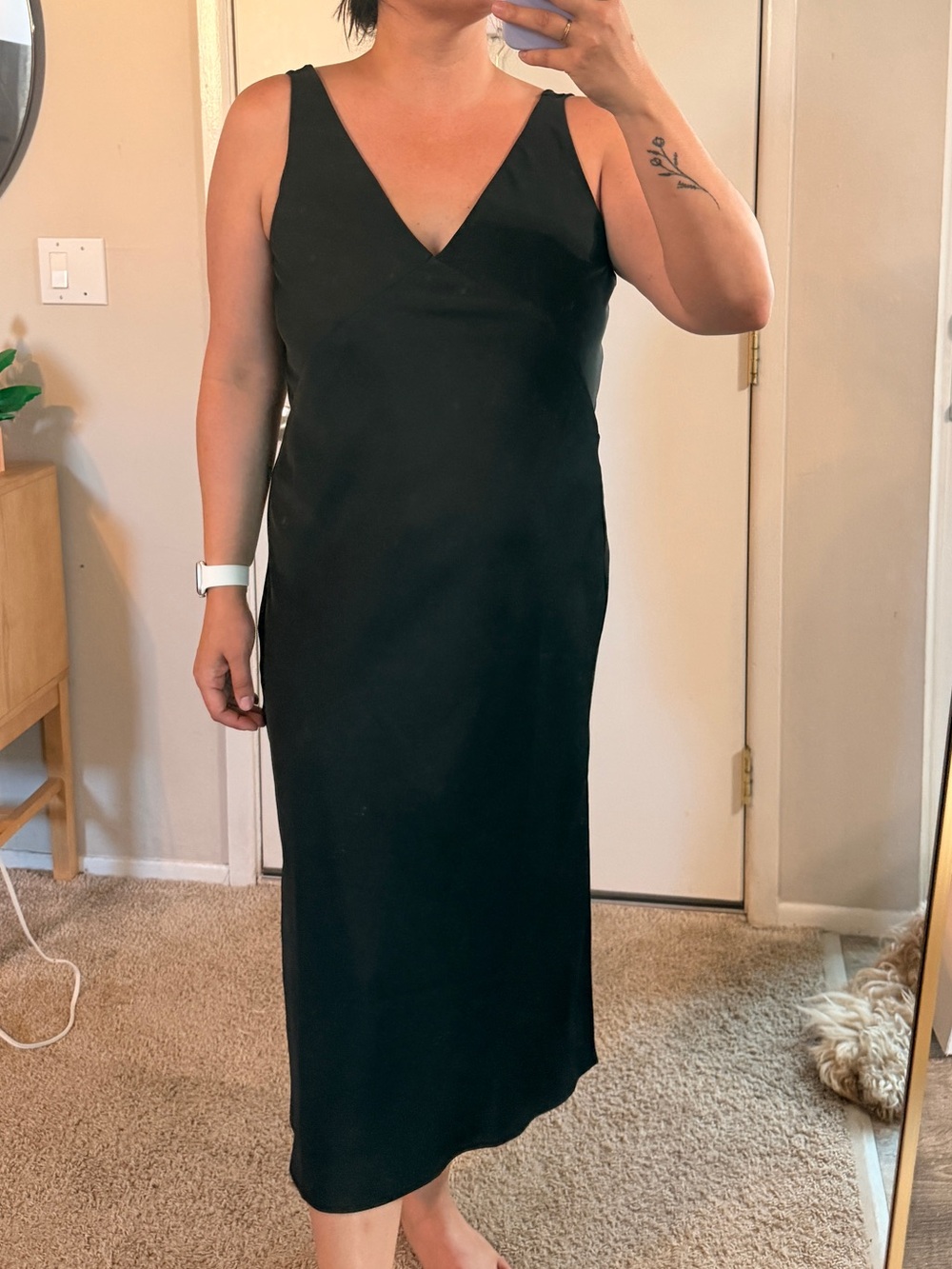 a new day Black V-Neck Midi Slip Dress